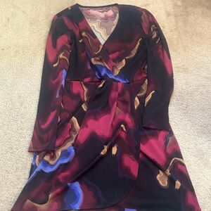 Nine West Multicolor Wrap Dress Size Small